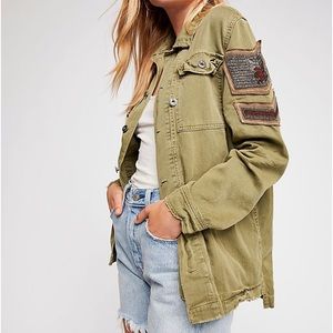 Embellished Free People Military Jacket